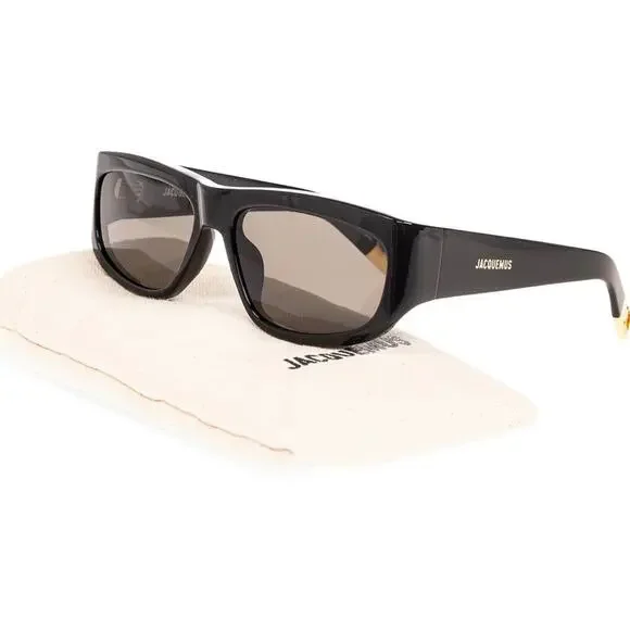 New! Jacquemus JAC2C1SUN, Unisex Black Sunglasses with Gold Accents, Authentic